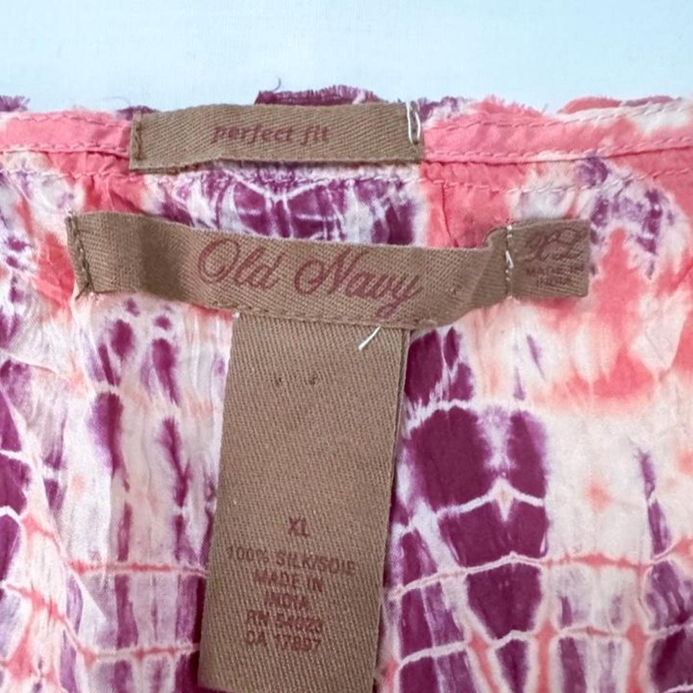 Vintage Old Navy Silk Tie Dye whimsy Blouse Womens Size XL - Picture 4 of 7